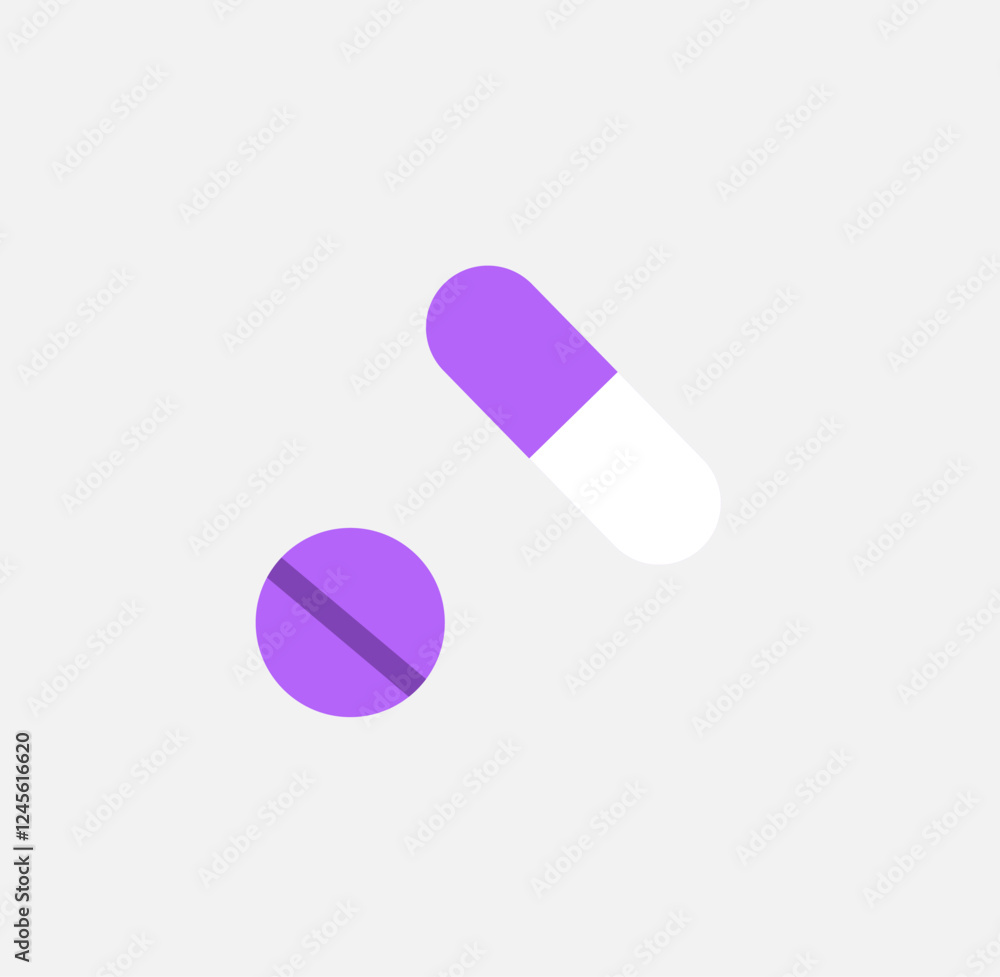 capsule and tablet on a light grey background, capsule and tablet on a light grey background,