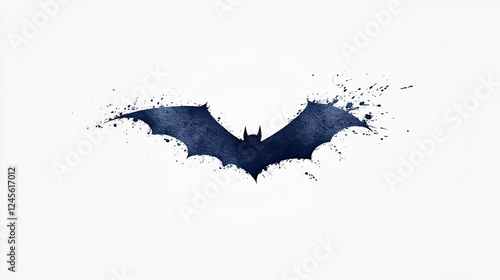 Wallpaper Mural Artistic depiction of a bat silhouette with ink splashes on a white background, ideal for graphic design Torontodigital.ca