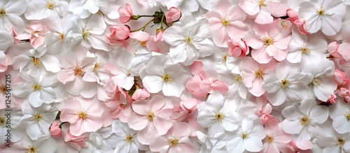 Elegant floral backdrop filled with soft pink and white blossoms arranged harmoniously, creating a serene and nature-inspired atmosphere.