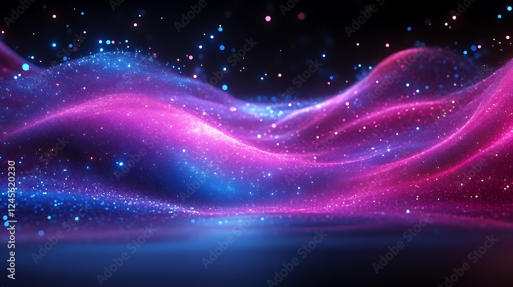 Fototapeta premium Abstract Pink and Blue Glittering Wave Design