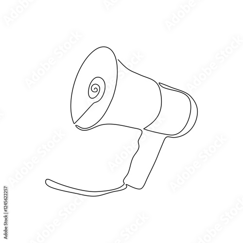 one continuous line megaphone art, continuous hand drawn mega phone illustration