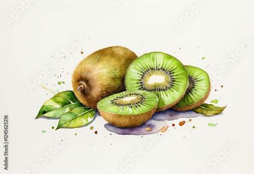 Watercolor hand painted kiwi kiwi watercolor illustration