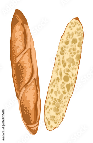 Wallpaper Mural A large baguette and slices with texture Torontodigital.ca