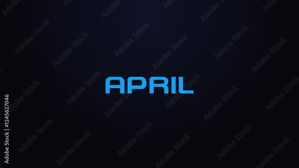 Glowing explosion APRIL text reveal blue and pink Glowing explosion APRIL text reveal blue and pink
