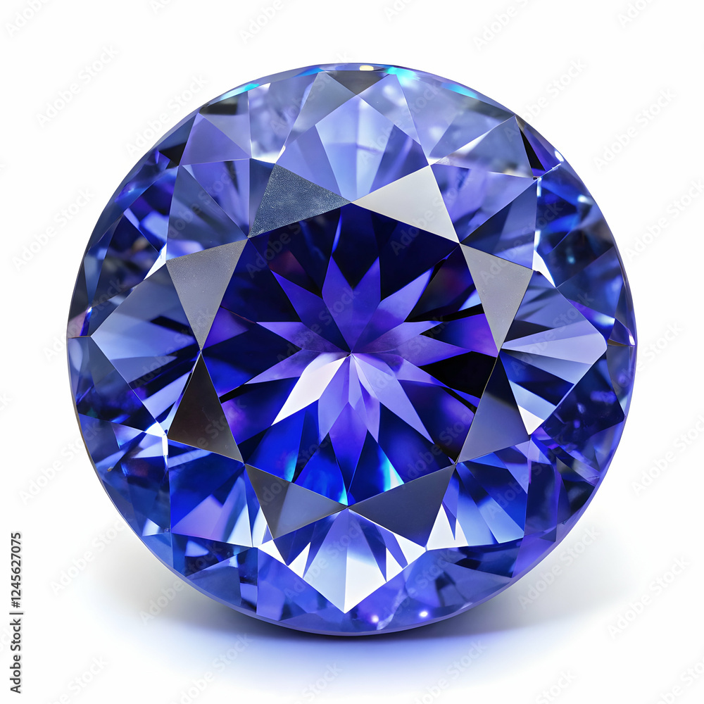 Tanzanite Gemstone: A captivating Tanzanite gemstone displays its mesmerizing blue and violet hues, showcasing its intricate facets and brilliance in a close-up shot. Tanzanite Gemstone: A captivating Tanzanite gemstone displays its mesmerizing blue and violet hues, showcasing its intricate facets and brilliance in a close-up shot.