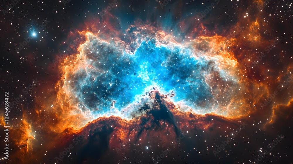 Obraz premium Colorful nebula in the night sky with stars and vibrant shapes in various tones and hues
