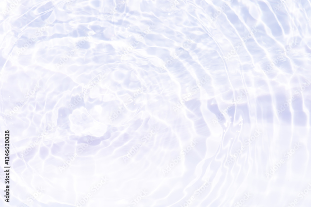 Obraz premium White water with ripples on the surface. Defocus blurred transparent white colored clear calm water surface texture with splashes and bubbles. Water waves with shining pattern texture background.