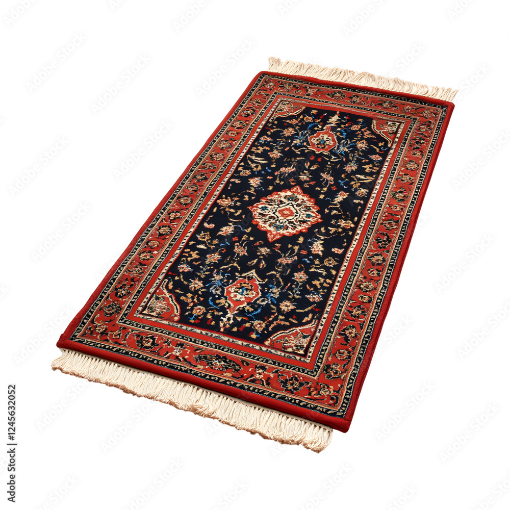 Reversible Prayer Rugs with Black and Red Floral Design Isolated on Transparent Background Reversible Prayer Rugs with Black and Red Floral Design Isolated on Transparent Background
