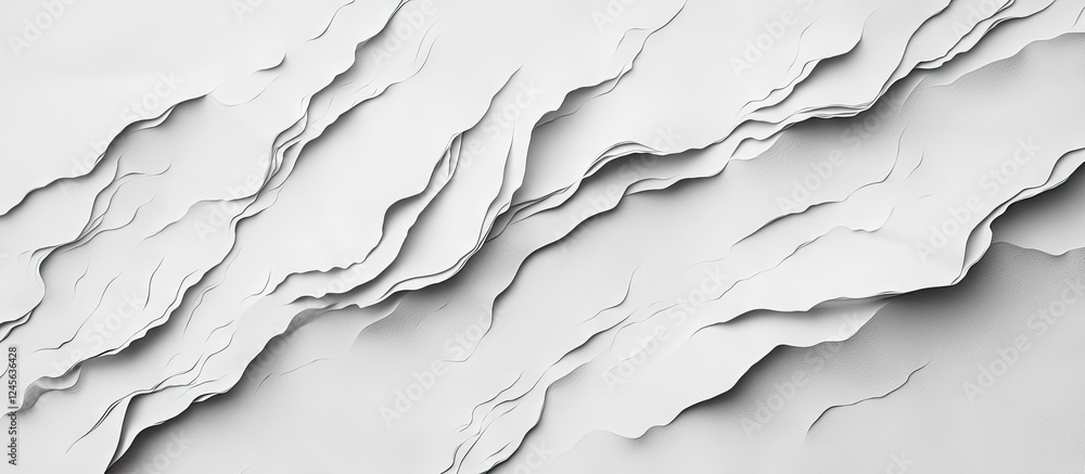 Obraz premium Light gray textured paper background with wavy, layered patterns creating depth and dimension for creative design projects and presentations.