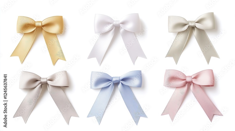 Elegant Ribbon Bow and Card Note with Paper Label Isolated on White Background. Perfect for Decorative and Craft Purposes Elegant Ribbon Bow and Card Note with Paper Label Isolated on White Background. Perfect for Decorative and Craft Purposes