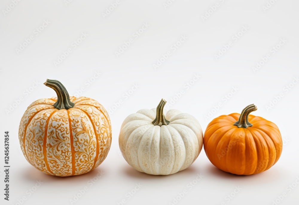 Fototapeta premium Close-up of a pumpkin on a white background in Madrid, Spain