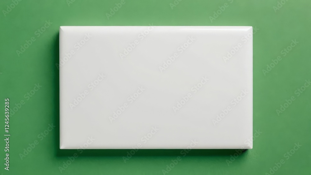 Fototapeta premium Sleek white canvas on a green background, showcasing simplicity and modern design