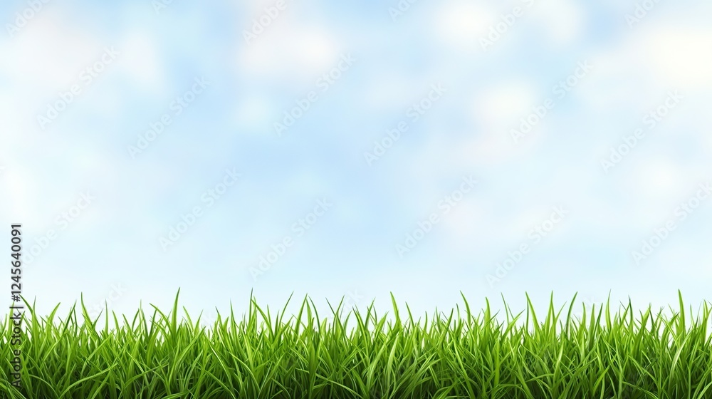 Spring green grass, blue sky background, nature scene, website banner Spring green grass, blue sky background, nature scene, website banner