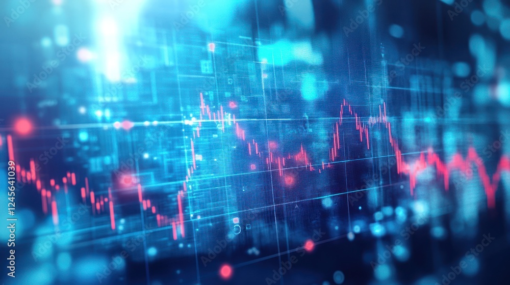 Digital stock market data analysis screen Digital stock market data analysis screen