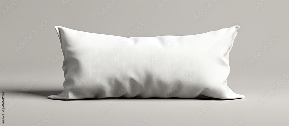 White elongated decorative pillow positioned centrally on a soft gray background, enhancing elegance and sophistication in any interior design. White elongated decorative pillow positioned centrally on a soft gray background, enhancing elegance and sophistication in any interior design.