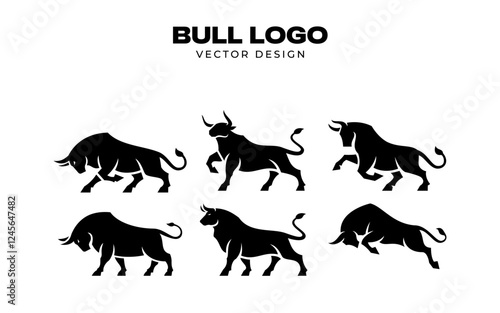 set bull logo vector design illustration, logo collection