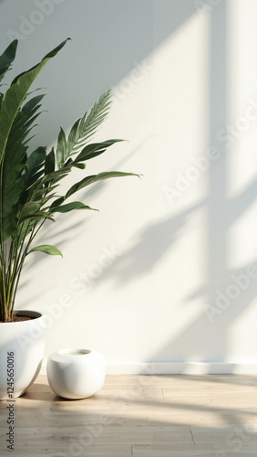 Serene Abstract Neutral Nature Concept: Blurred Overlay with Organic Shadows for Wellness Branding and Minimalist Design