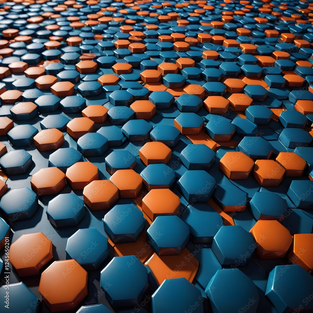 Obraz premium a close up of a bunch of orange and blue hexagons