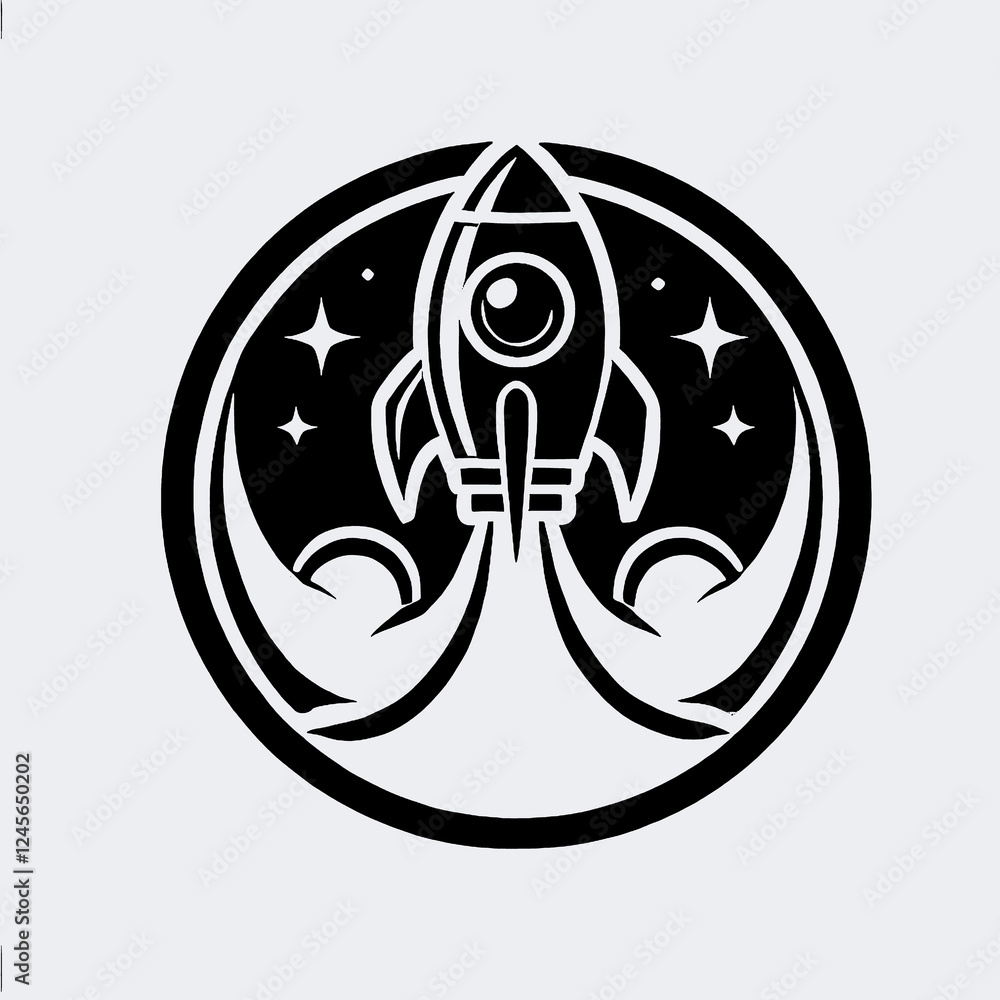 Fototapeta premium art, illustration, vector, image, wallpaper, logo, icon, art image rocket, rocket vector black and white