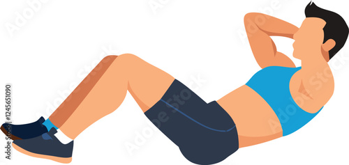 Man performing a sit-up exercise, demonstrating proper form.