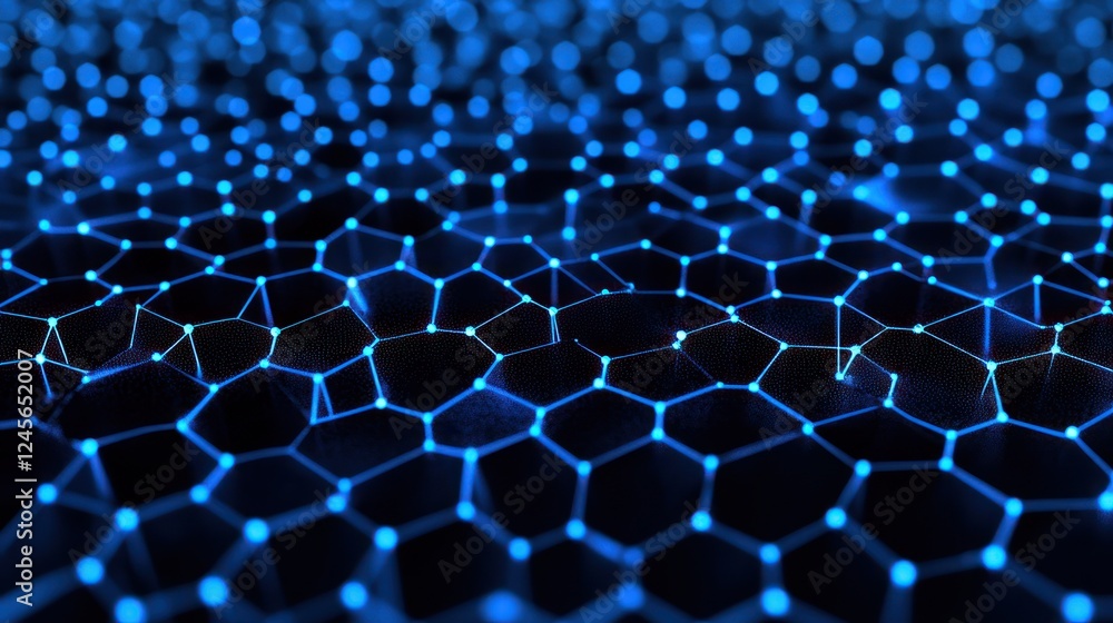 Obraz premium Abstract blue glowing network mesh. (1)