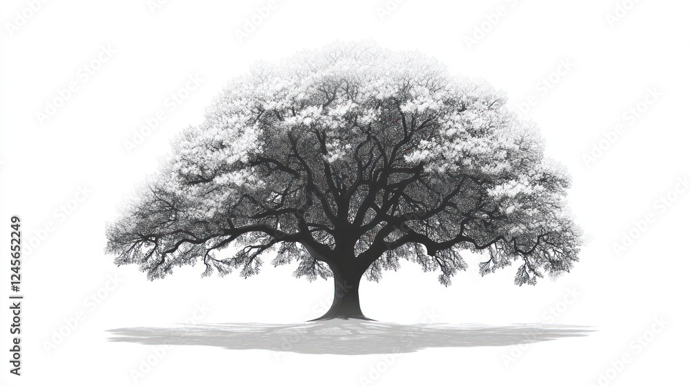 custom made wallpaper toronto digitalMajestic oak tree, winter landscape, isolated on white, nature design