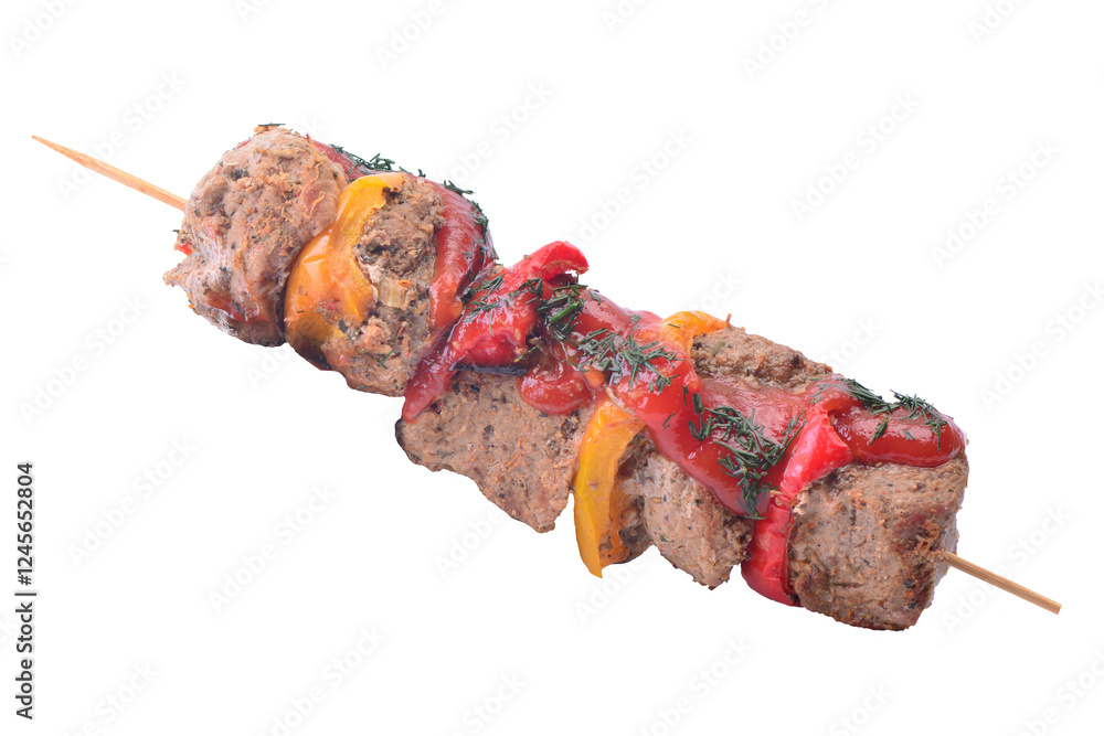 Shish kebab on the grill isolated