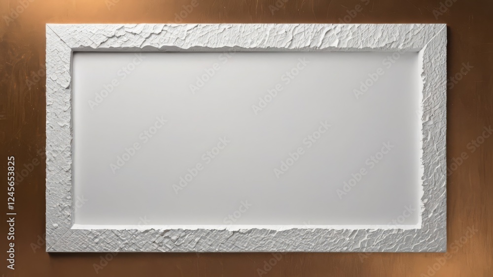 Fototapeta premium Textured white frame on a brown background, emphasizing elegance and simplicity