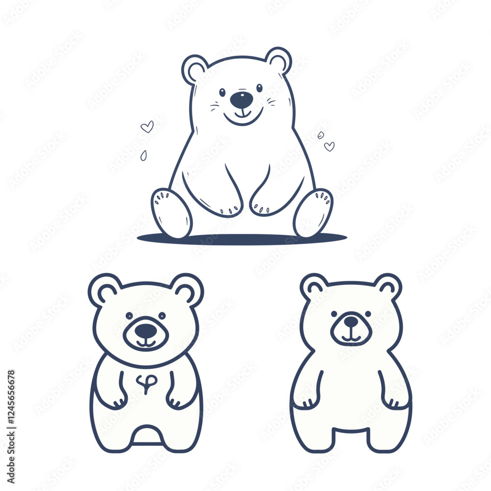 Fototapeta premium Cute bear in vector style, designed with soft lines and a playful expression, featuring vibrant colors and charming details, perfect for digital artwork, illustration, and graphic design projects,