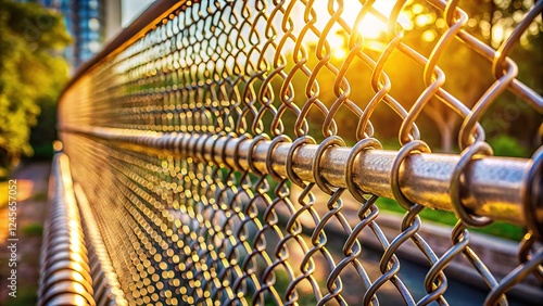 Modern, durable metal rope and mesh fence for enhanced outdoor security. photo