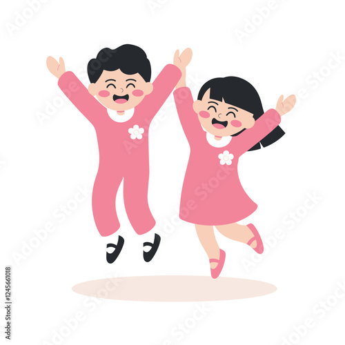 Cheerful Children Jumping with Joy