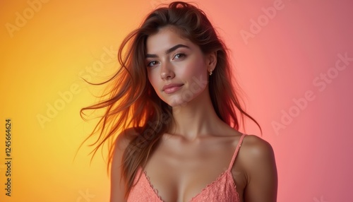 Wallpaper Mural Attractive female's expression on a plain background. A wonderful depiction of beauty and charm. Torontodigital.ca