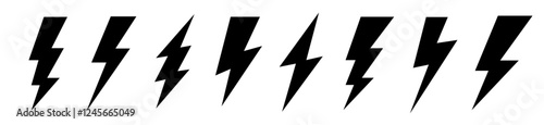 Set lightning bolt. Thunderbolt flat style - stock vector.