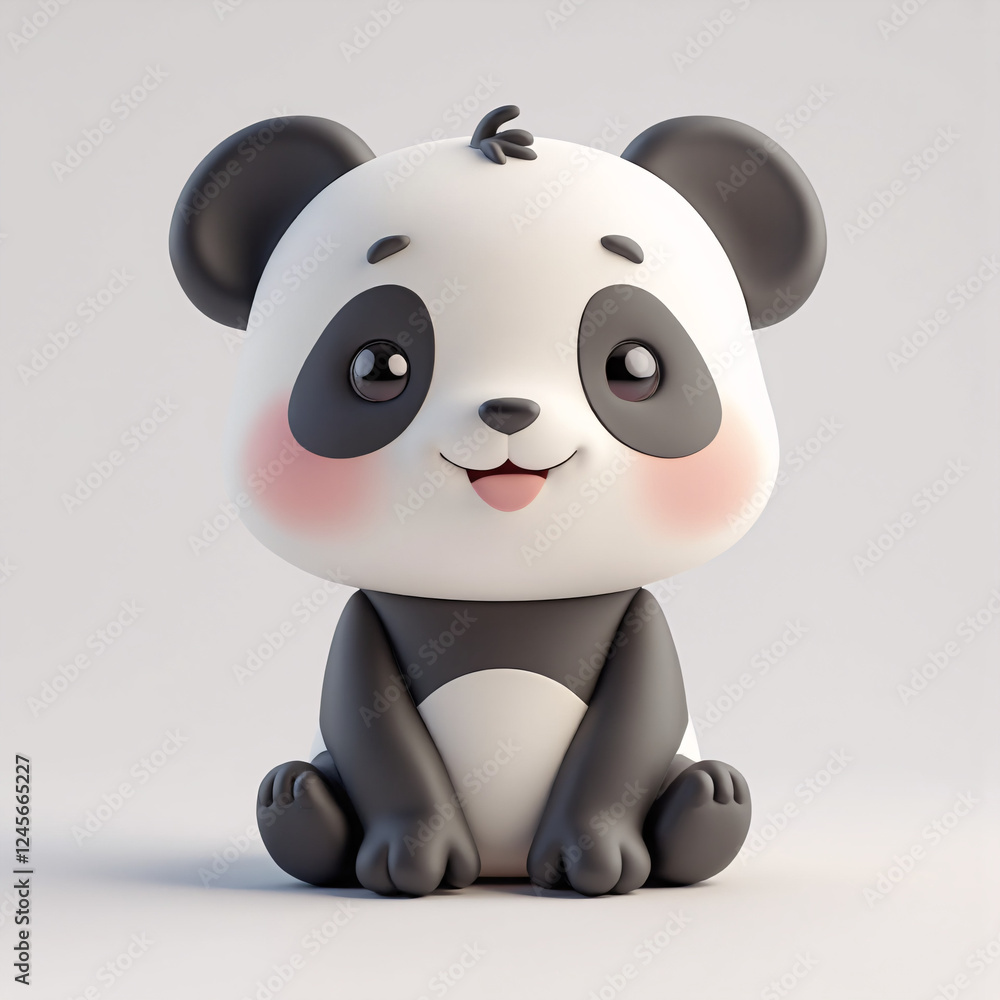 Naklejka premium A cute 3d of Panda on white background