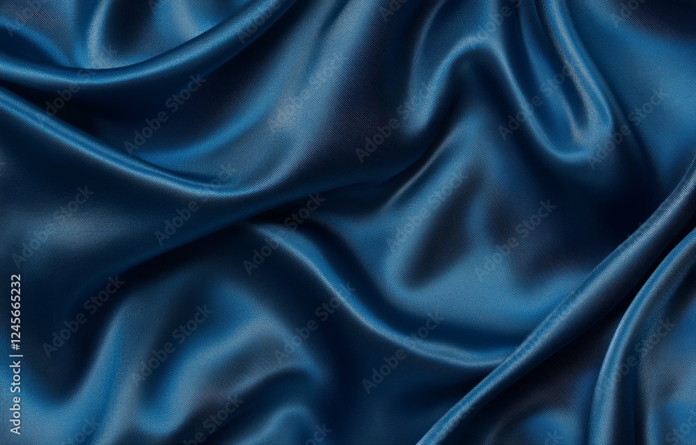 Draped navy blue silk fabric texture, studio shot, elegant background, textile design Draped navy blue silk fabric texture, studio shot, elegant background, textile design