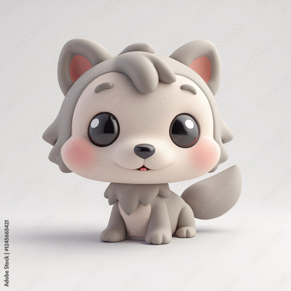 A cute 3d of Wolf on white background A cute 3d of Wolf on white background
