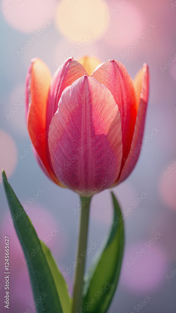 Vibrant Tulip Closeup: Spring Renewal in Pink and Fuchsia - Perfect for Florists, Garden Centers, and Seasonal Marketing Vibrant Tulip Closeup: Spring Renewal in Pink and Fuchsia - Perfect for Florists, Garden Centers, and Seasonal Marketing