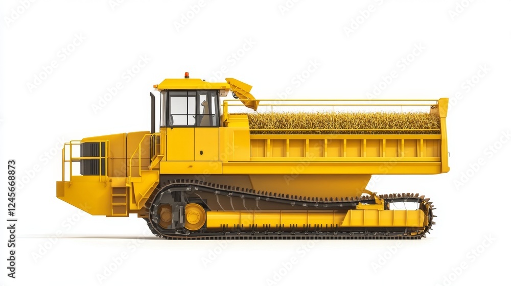 Obraz premium Powerful Yellow Agricultural Tractor with Grain Load