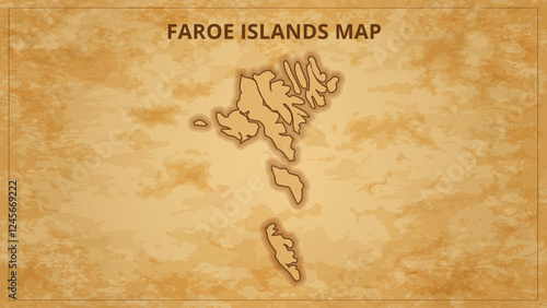 A Vintage Map Depicting the Borders of the Faroe Islands. Faroe Islands map with federal states in A vintage map based background, Political Faroe Islands Map