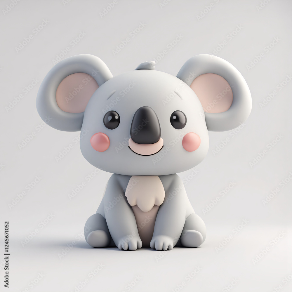 Fototapeta premium A cute 3d of Koala on white background