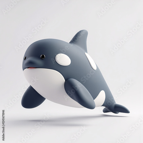 A cute 3d of Orca on white background