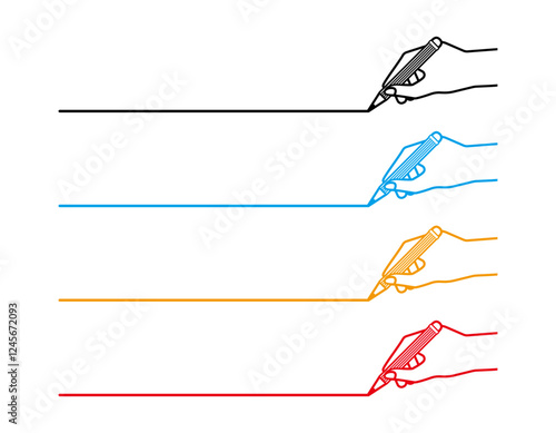 えんぴつを手に持つイラスト　文房具アイコン
