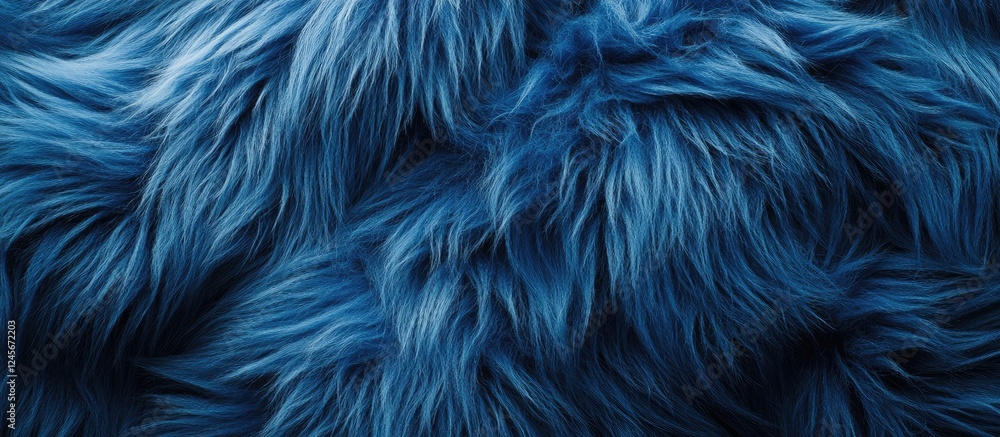 Obraz premium Soft blue faux fur texture with rich dark cyan and azure tones, layered in wavy patterns creating depth and warmth throughout the image.
