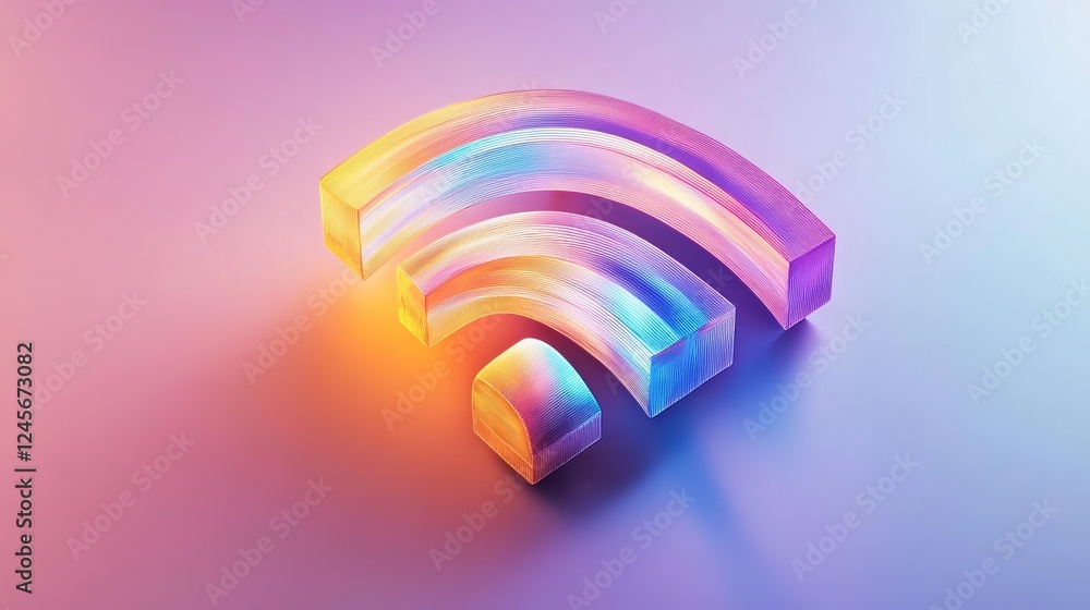 Obraz premium Digital Wi-Fi icon, symbolizing the concept of network and wireless technology, visualized as a three-dimensional graphic illustration.