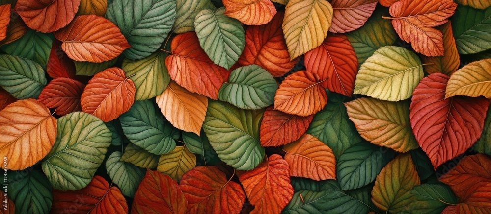 Autumn foliage featuring vibrant red, orange, and green leaves layered intricately against a dark background highlighting seasonal textures. Autumn foliage featuring vibrant red, orange, and green leaves layered intricately against a dark background highlighting seasonal textures.