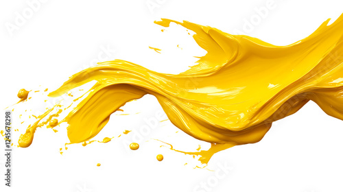 Transparent PNG available Yellow paint stroke isolated on transparent or white background