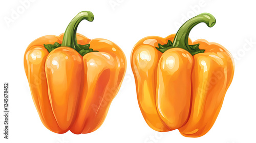 Two orange habanero peppers isolated on transparent or white background