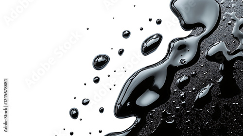 Water spill puddle and droplets isolated on transparent or white background, 