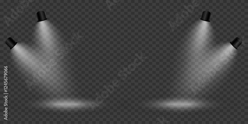 Magic stage lighting effect. Spotlight light effect. On a transparent background.