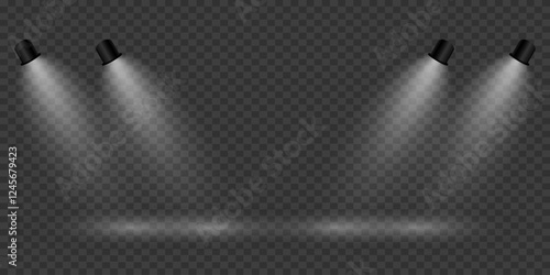 Magic stage lighting effect. Spotlight light effect. On a transparent background.